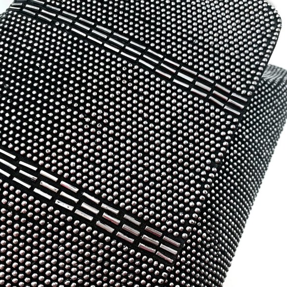 LA REGALE Women's Beaded Clutch Crossbody Handbag Purse in Black - Picture 6 of 10